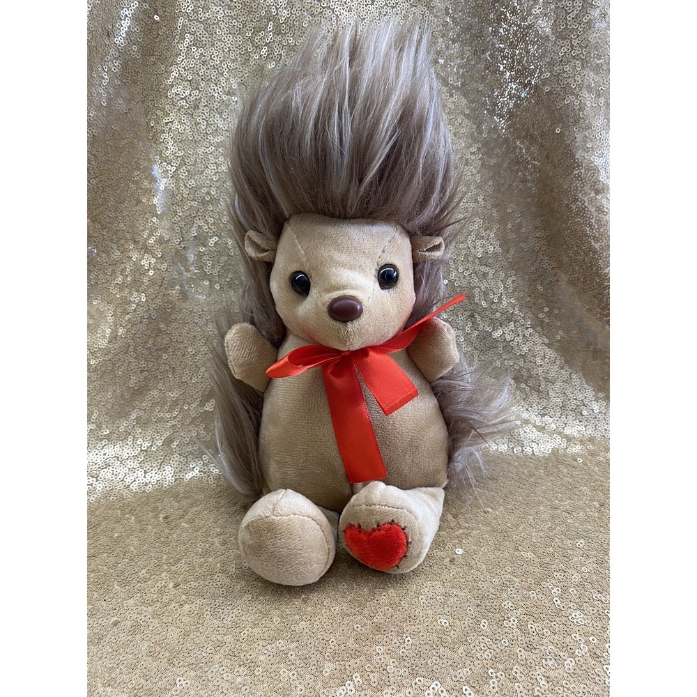 CUTE The Petting Zoo 9" Hedgehog Porcupine Stuffed Animal Plush Heart Love Foot